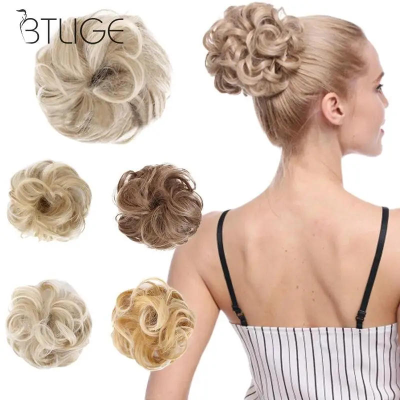 

Elegant Women Curl Hair Scrunchie Chignon Hair Bun Fluffy Hair Band Rope Synthetic Wig Styling Tools