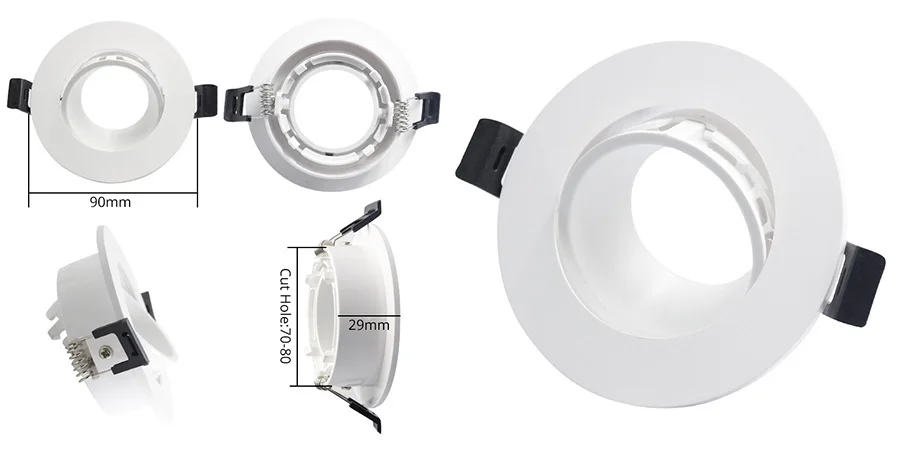 LEDIARY New MR16 GU10 Downlight Frame White Frosted Plastic Recessed Ceiling Downlight Fitting 75mm Cut Hole Anti-glare Design