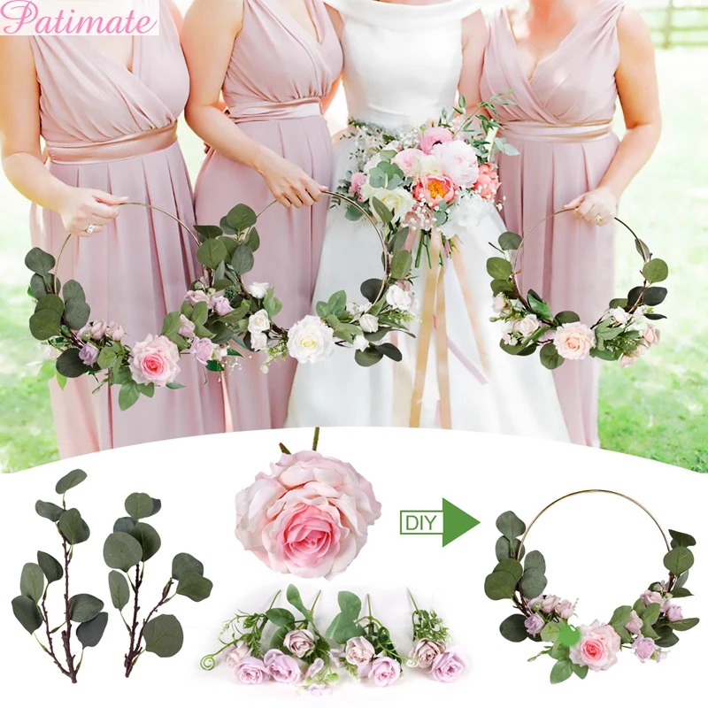 Шелковая Роза цветок с Плющовой лозой искусственные цветы настенная Гирлянда