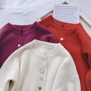 

Women's Soft Sweater Warm Loose Casual Coat Red Cardigan Single Breasted Tops New Spring and Autumn 2020