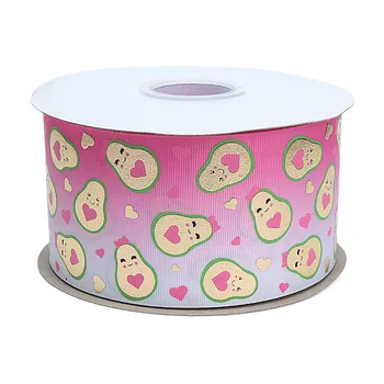 

75mm 3 inch metallic foil printed avocado liston ribbon
