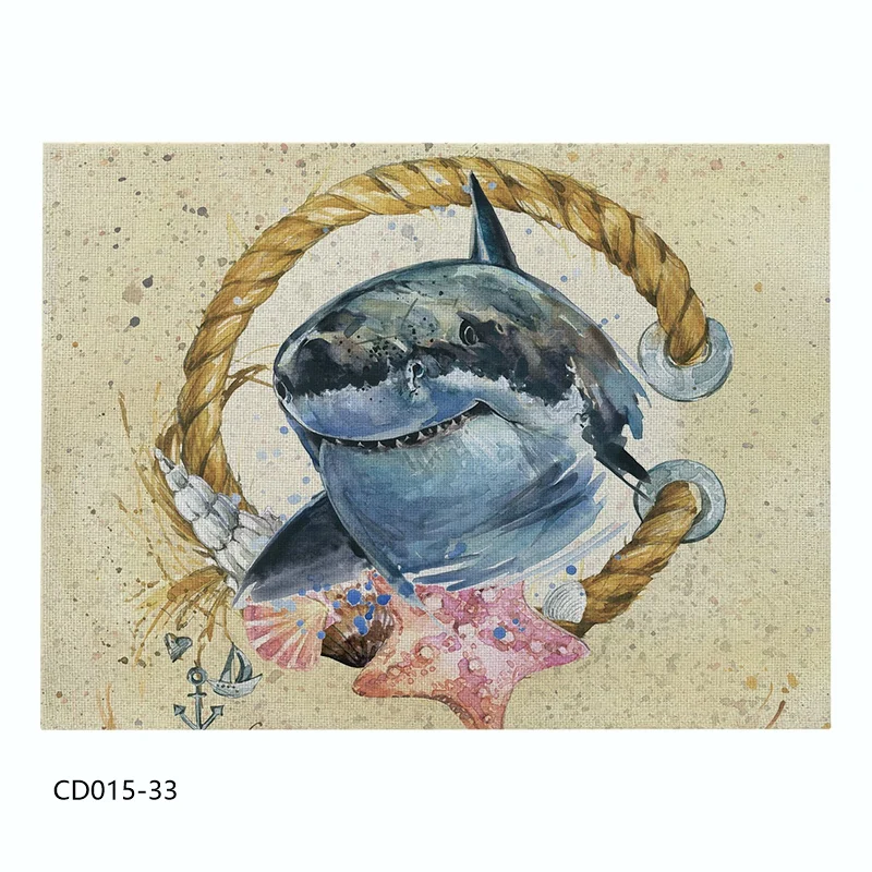 CD015-33 Модный льняной/хлопковый коврик для кухонного обеденного стола, коврик с морским животным, коврик для чашки, коврик для ужина, коврик для стола, коврик для домашнего декора - Цвет: CD015-33
