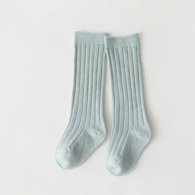 Spainish Kids Socks Baby Boys Girls Cotton Breathable Stripe Soft Sock Children Knee High Long Socks School Uniform Socks Light Blue