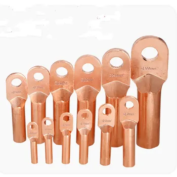 

10pcs DT-10/16/25/35/50/70/95/120/150mm Copper Terminals Wire Cable Connector Crimping Type Copper Cable Terminal Tube