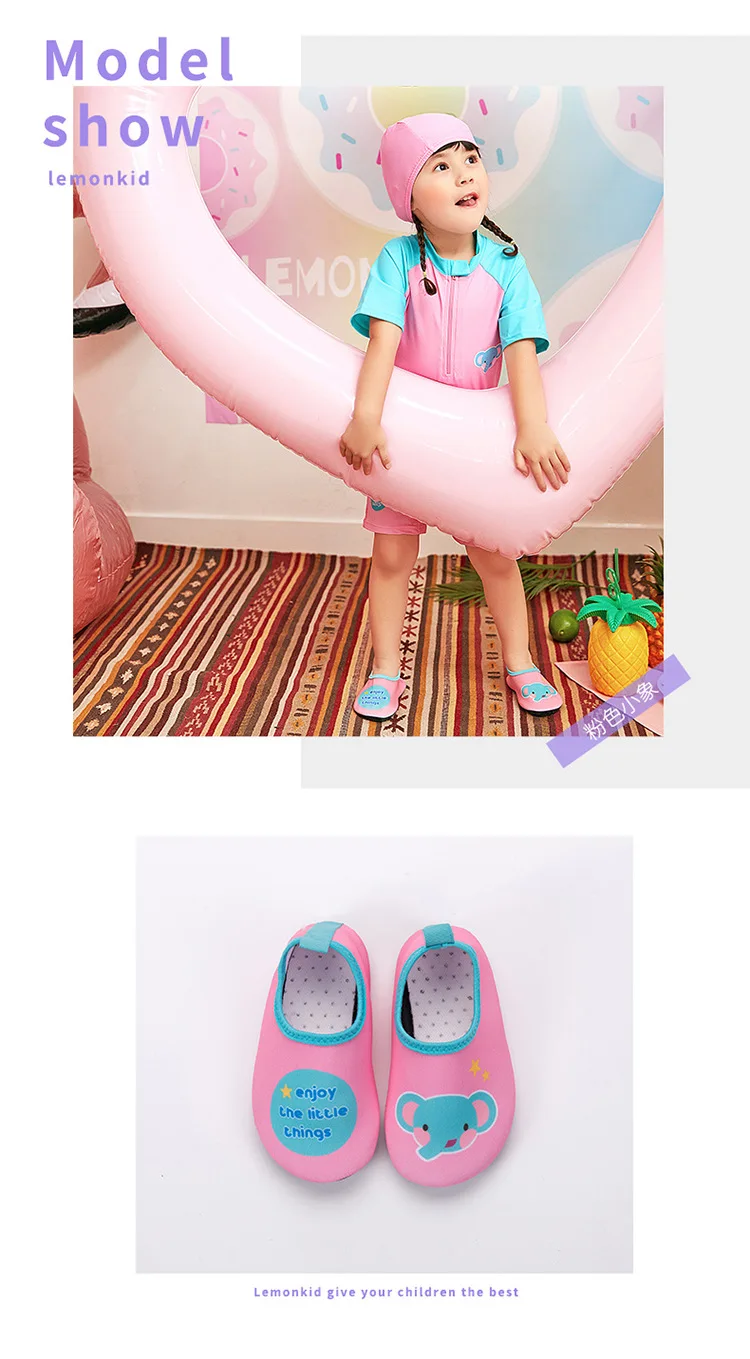 Детская быстросохнущая обувь для плавания; Повседневная обувь; нескользящие акваноски для мальчиков и девочек; пляжные детские тапочки с рисунком для бассейна