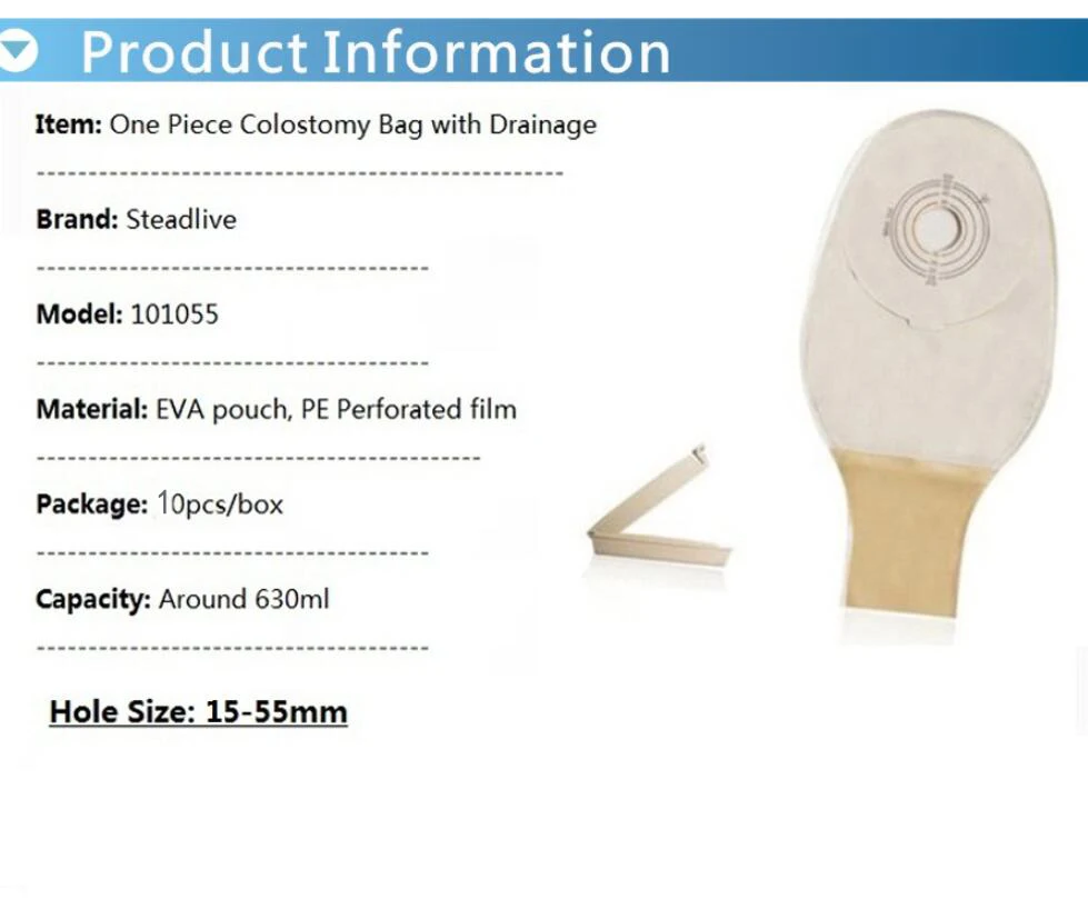 Цельная система Ostomy мешок с зажимом закрытия, экономичный дренажный клапан колостомии сумки для взрослых; Cut-to Fit 15-55 мм