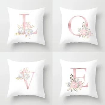 

Pink Letter Decorative Pillow Cushion simple Brief 45*45cm Polyester Cushion Suitable for various purposes