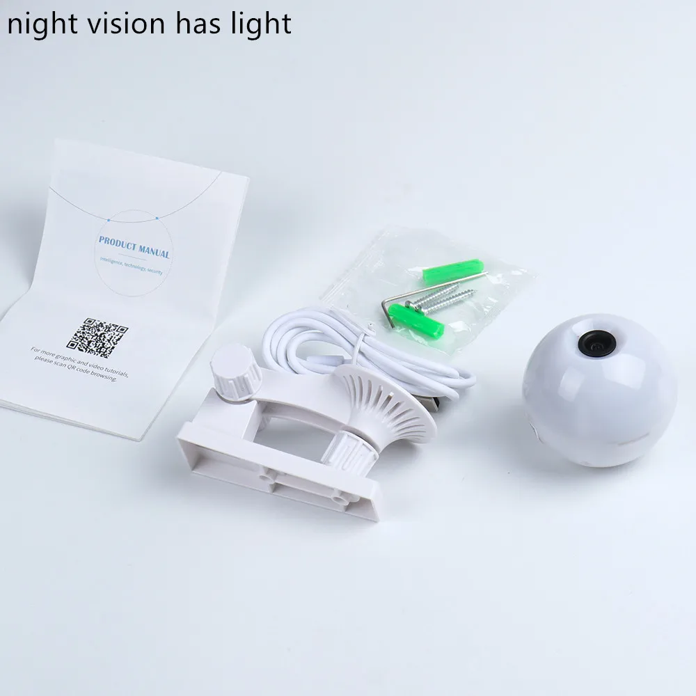 white with light 720P Мини-камера для безопасности в комнате, Wi-Fi, с функцией ночного видения, с дистанционным монитором, телефон с разъемом для США/Австралии/Великобритании/Европы, белый/черный - Цвет: white with light