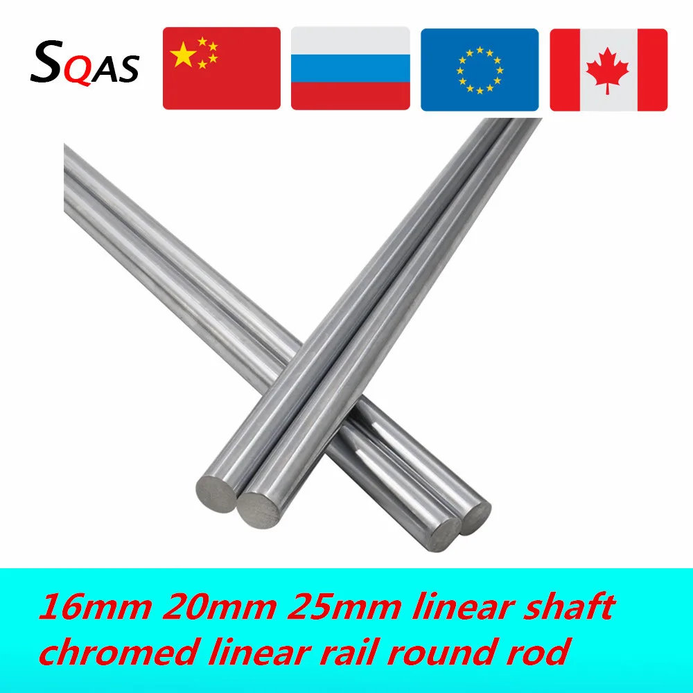 Eixo Linear Cnc Trilhos de Diâmetro 16 mm 20 mm 25 mm Comprimento 8001600 mm Haste Redonda Cromada para Impressora 3d Máquina Cnc