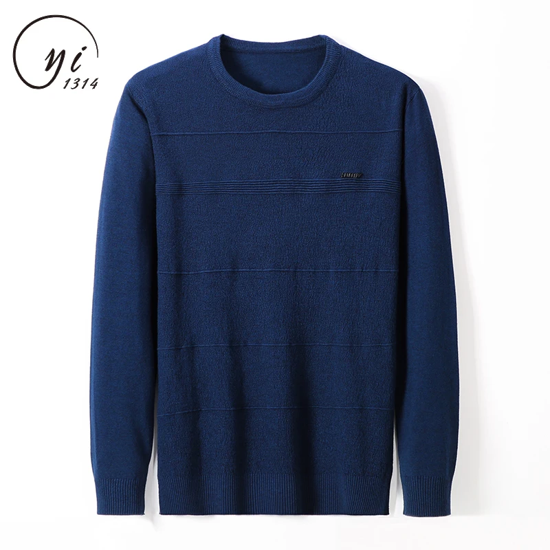 

Solid Stripe Pullover Men Knitted Jerseys Hombre Invierno Vintage Heren Pull Homme 6 Solid Color Breathable Round Neck Sweater