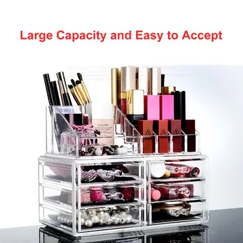 

Transparent Crystal Lipstick Rack Multifunctional Display Stand Set Lipstick Powder Cushion Jewelry Drawer Storage Box