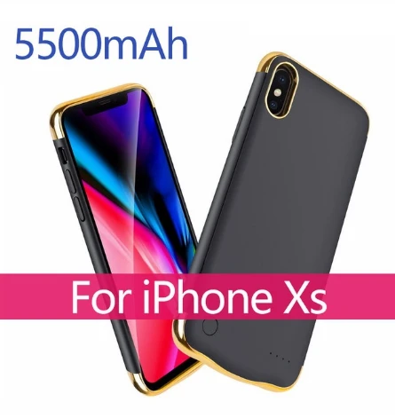 for iphone XS black Зарядное устройство чехол для iphone 6 6s 7 8 X XS MAX XR 5500/6000mAh power Bank ультратонкая батарея чехол для iphone 8 7 6 6s plus - Цвет: for iphone XS black