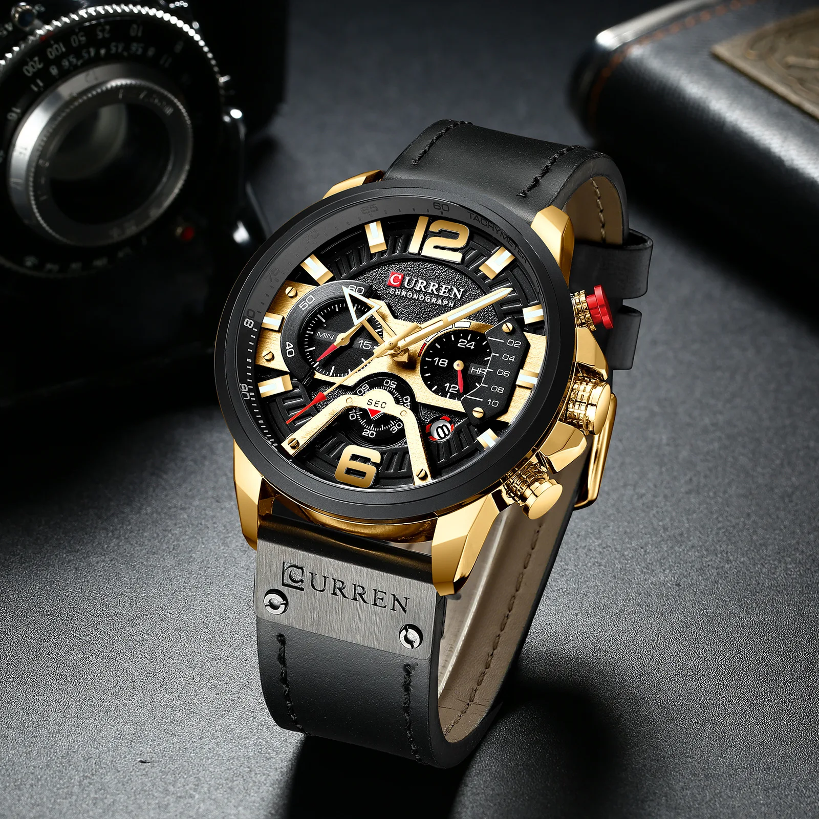 

Six-Hand Multifunction Large Dial Watch Fashionable Waterproof Men's Watches Retro