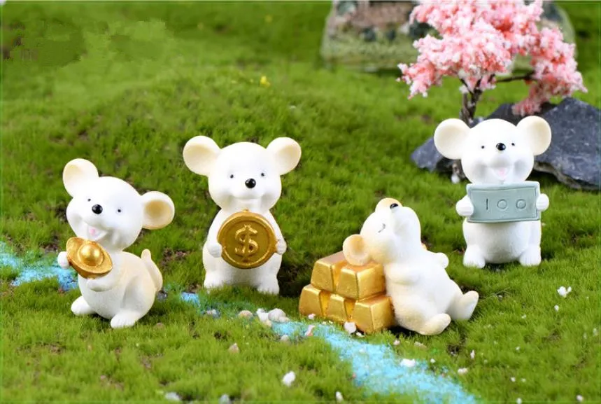 Money Fortune Cartoon Mouse bear mouse Ornaments Rich Mice Small Statue Little Figurine Crafts Cute Animal home Decoration