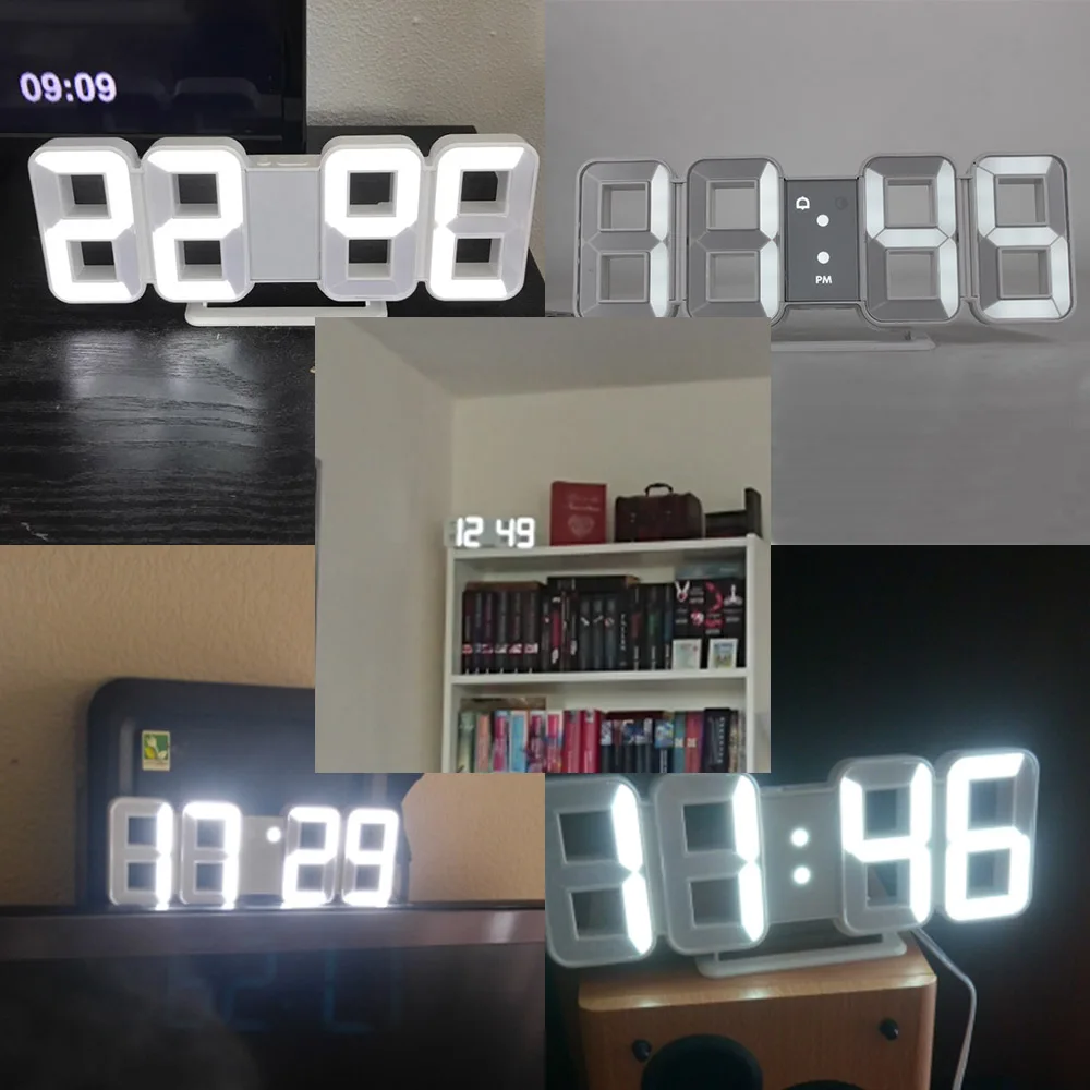 3D светодиодный настенные часы электронные настольные с большим числом будильник