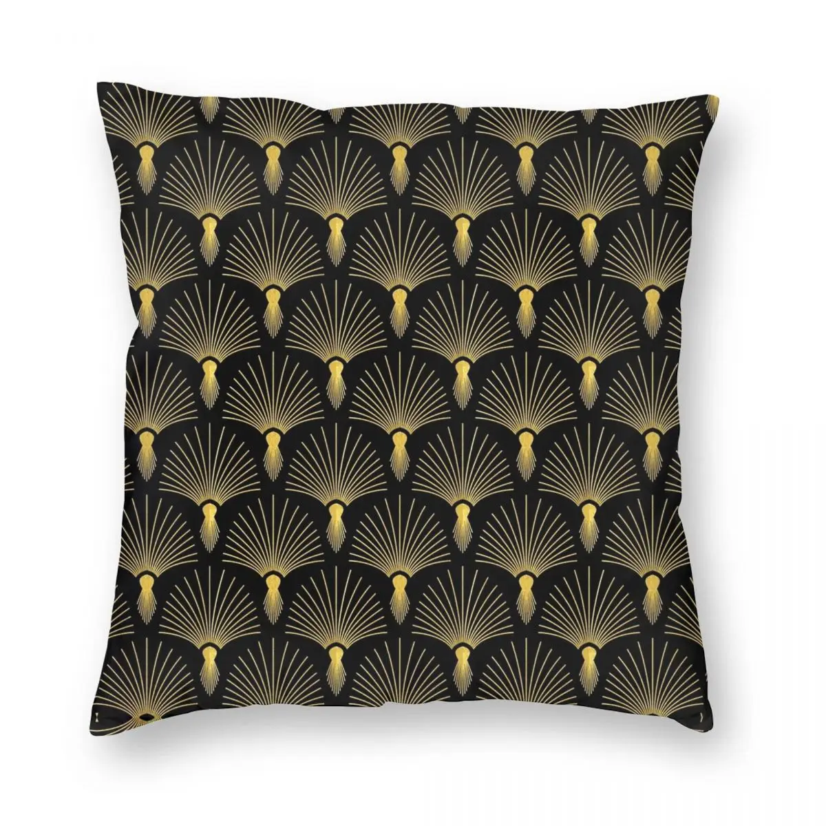 

Hollywood Elegant Gold Black Square Pillowcase Polyester Linen Velvet Creative Zip Decor Bed Cushion Cover 18"