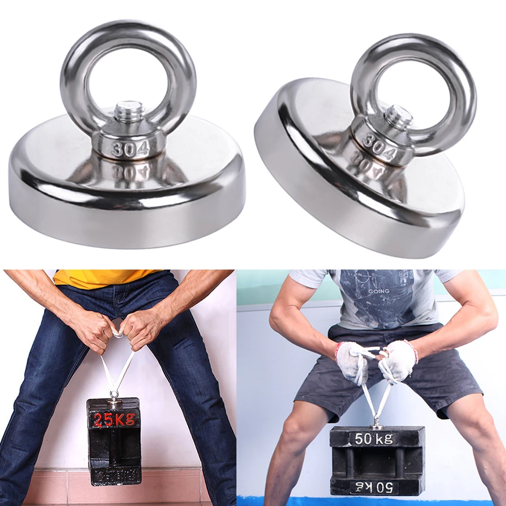 

D20mm-D60mm Magnet Neodymium Magnet Round Thick Eyebolt Treasure Hunt Magnets Permanent Magnetic Fishing Rare Magnet