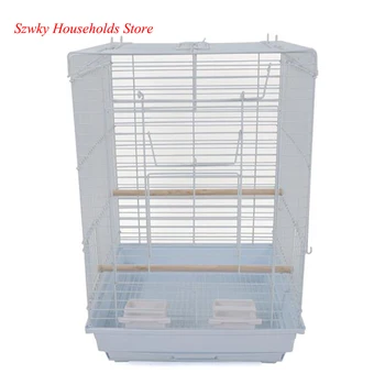 

USA Warehouse 23" Bird Cage Pet Supplies Metal Cage with Open Play Top White/Black Color Dropshipping