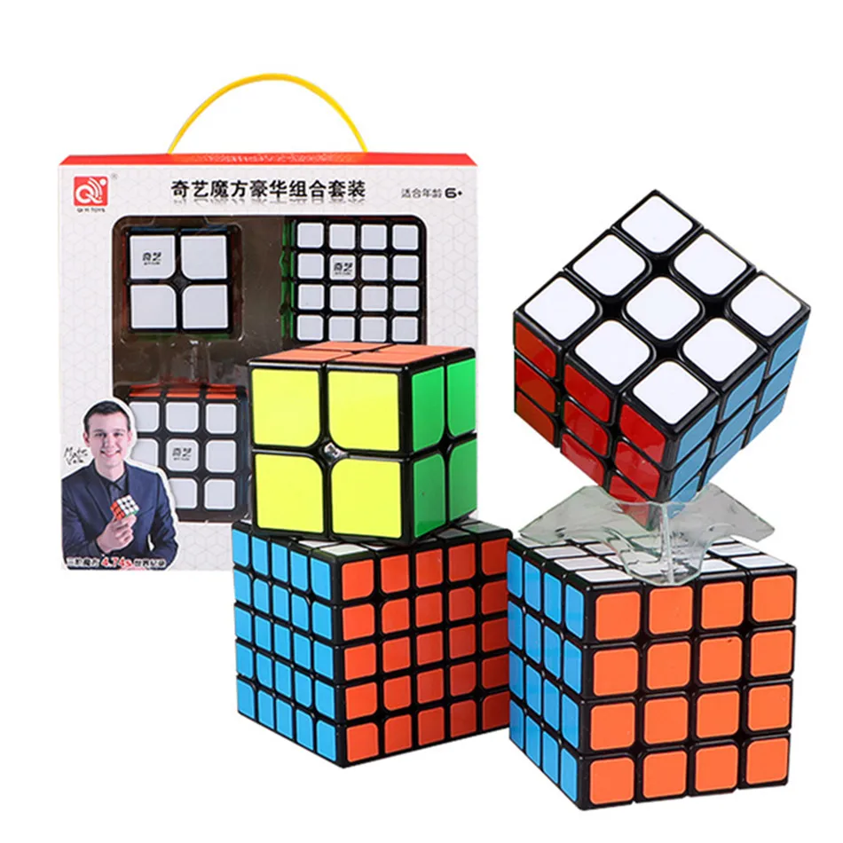 4 шт./компл. Qiyi подарочный набор из магических кубов, 2x2x2, 3x3x3, 4x4x4, 5x5x5 Треугольники Додекаэдр Mastermorphix Львы Скорость головоломка детская игрушка в подарок