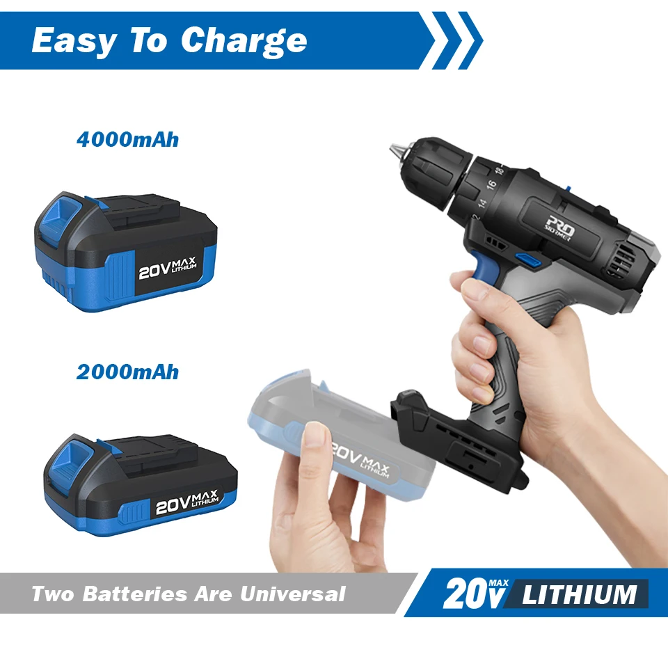 35NM Mini Electric Drill Screwdriver Cordless 20V Screwdriver Household DIY Body Only By PROSTORMER