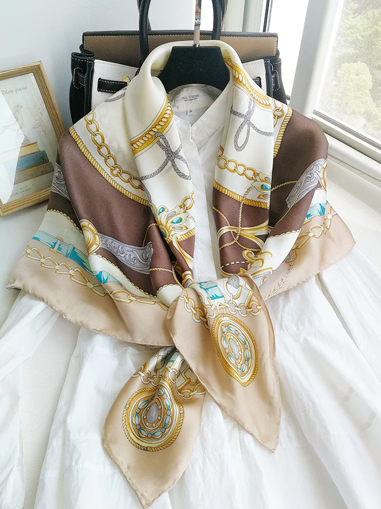 Pure Silk Satin Square Big Scarf Shawl Wrap Kerchief 43.3"x43.3" WJ053