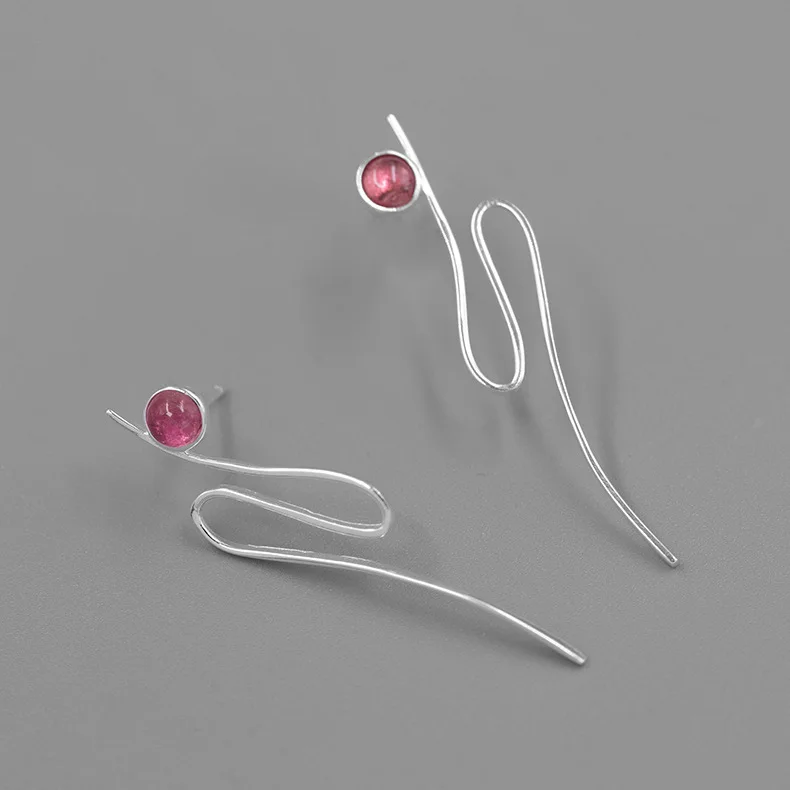 

925 Sterling Silver Stud Earring Cloud and Moon Natural Tourmaline Moonstone Fine Jewelry Women Original Design Trendy Earrings