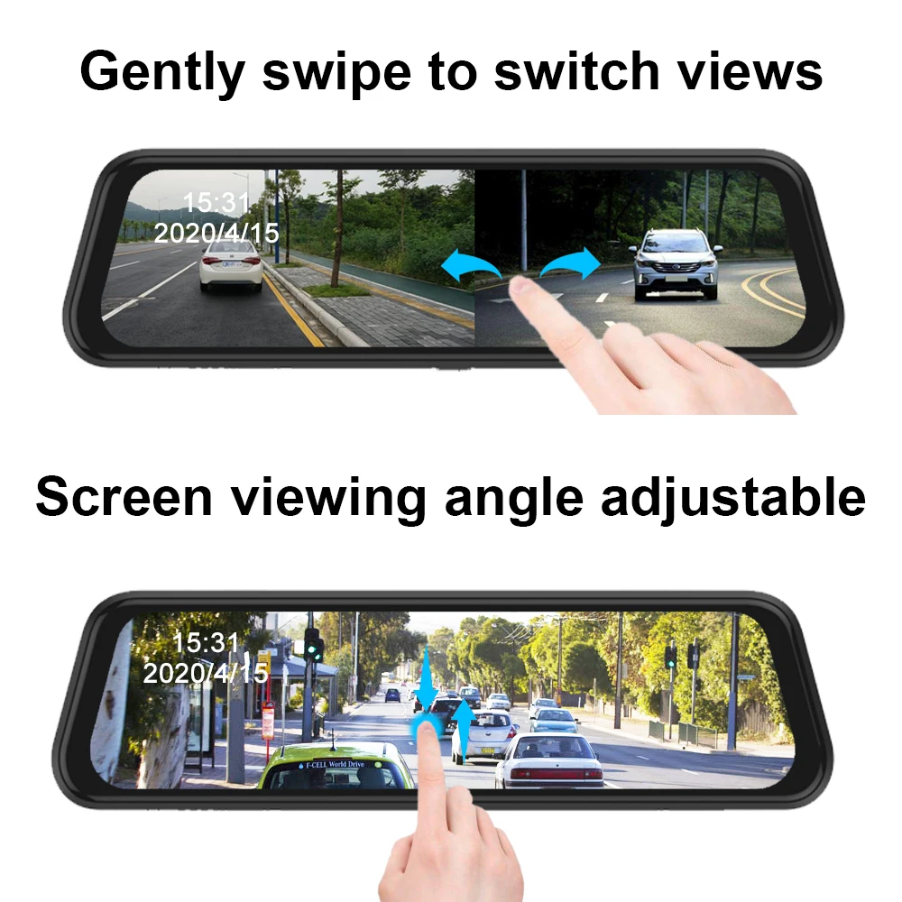 R Way 10 &quotFull HD 4K/1080P сенсорный экран 2.5D IPS Двойной объектив видеорегистратор Pro с 1080P