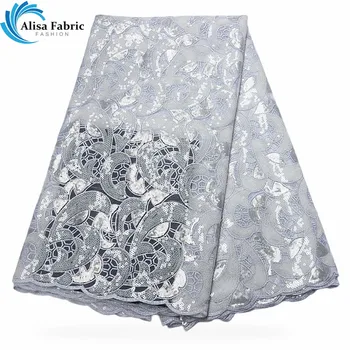 

White African Organza Lace Fabric With Sequins French Lace High Quality African Lace Fabric 5 Yards For Tailored Bridal Dress