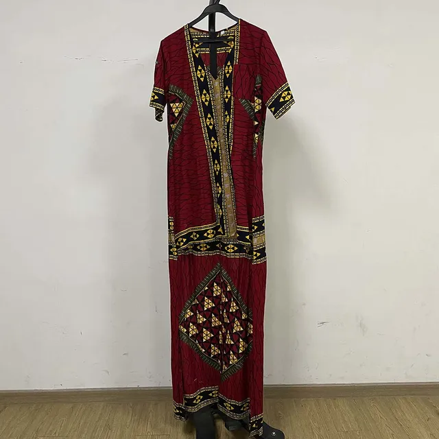 New African Women's Dress National Characteristics Batik Printed Polyester Half Skirt Short Dress Dress as picture