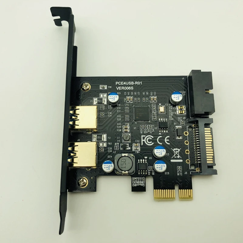 Супер Скорость USB 3,0 PCI-E 2 Порты и разъёмы PCI Express карты расширения 19-Pin Мощность разъем для настольных ПК PCI Express USB 3,0 карты, Новинка