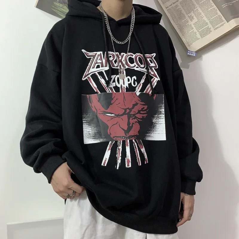 Lychee Harajuku повседневные женские флисовые толстовки Топы Devil Женские флисовые толстовки с капюшоном осенние зимние женские флисовые пуловеры Свободные