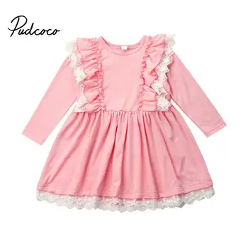 

2020 New Princess Lace Dress Kids Flower Lace Design Dress For Girls Vintage Children Dresses For Wedding Party Formal Ball Gown