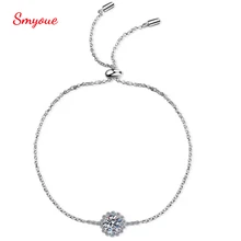 

Smyoue Elegant Classic Women's Bracelet 100 925 Sterling Silver VVS1 D Color 1 Carat Moissanite Bracelet Round Girls Jewelry