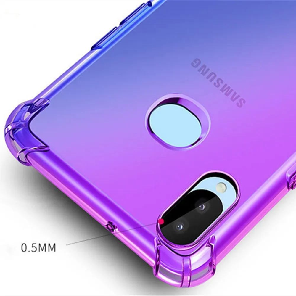 Супер противоударный градиентный цветной мягкий тпу чехол для телефона Samsung A10 A20