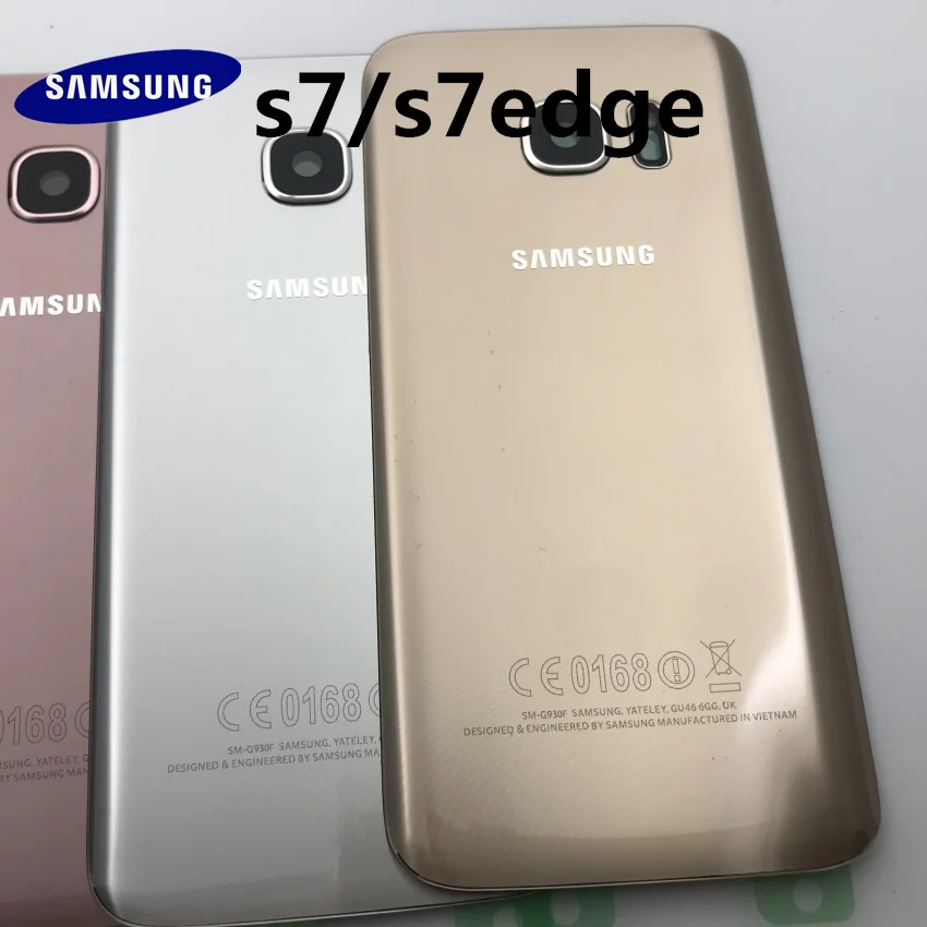 Оригинальное стекло для SAMSUNG Galaxy S7, G930, S7 edge, G935, задняя крышка батареи, задняя крышка, корпус, чехол, Замена+ клейкая наклейка