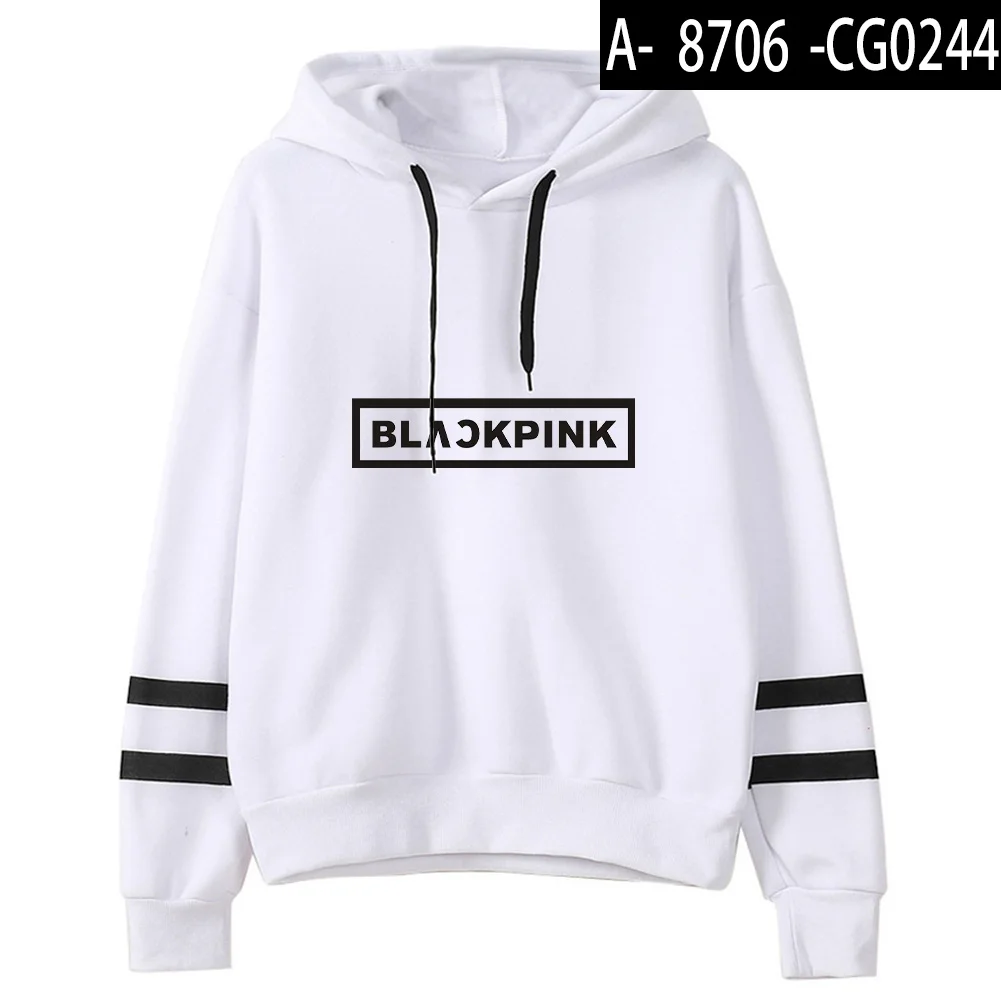 Blackpink Lisa толстовки женские карманы трендовые Kpop толстовки женские письмо напечатано свободно бархат женские с длинным рукавом Милая уличная - Color: white