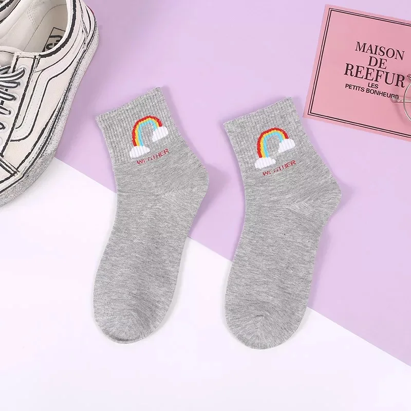 Calcetines de algodón de personaje с мультяшными принтами Harajuku mujer lindo унисекс скейтборд calcetines Hipster moda животных esta - Цвет: 24