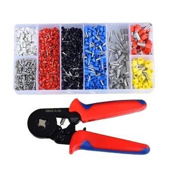 

Crimper Plier Set, 0.25-10mm² Self-Adjustable Ratchet Wire Crimping Tool with 1200 Wire Terminal Crimp Connectors and Wire
