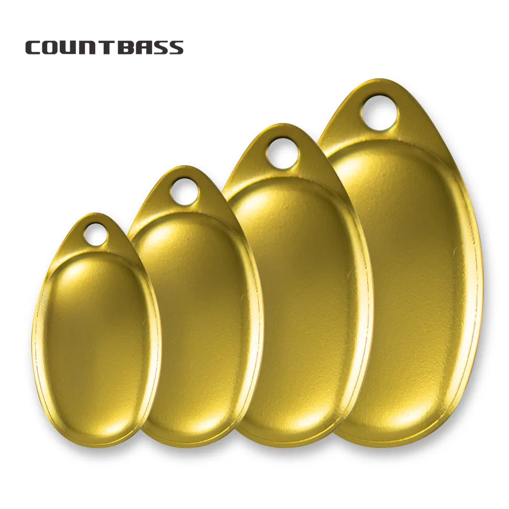 

COUNTBASS 50pcs Size 0-6 Gold Plated Steel Smooth French Spinner Blades, DIY Metal Fishing Lures Parts Tackle Craft