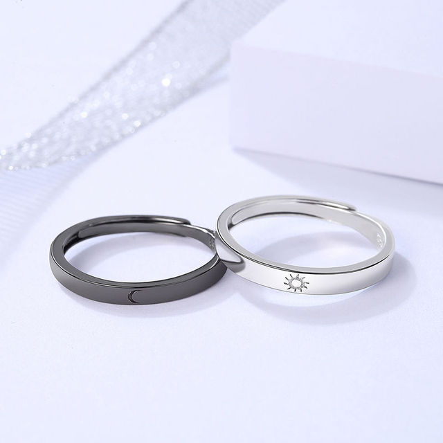 Sun Moon Paired Couple Rings For Women Men Lover Finger Silver Color Valentine's Day Matching Wedding Jewelry Gifts