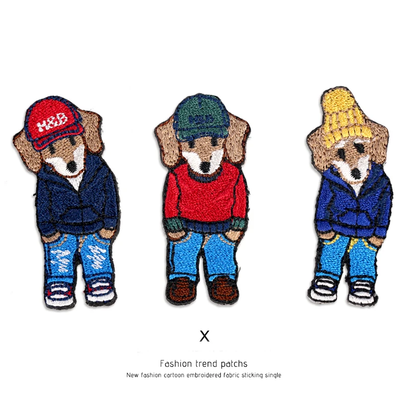 

Fashion Embroidery Dog Patch Embroidery Applique Iron on Patches for Clothing FASTSO