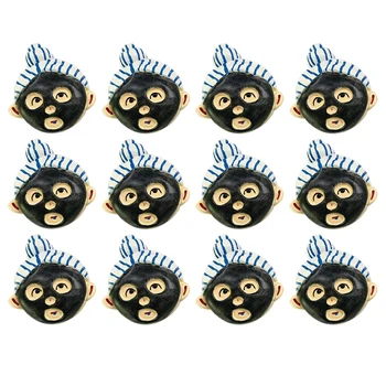

12Pcs Cute Cartoon Black Mask Doll Resin Fridge net Three-Dimensional Creative netic Decoration Fridge net