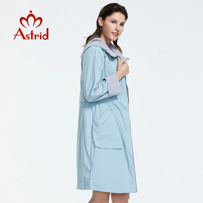 Koop Astrid 2019 Nieuwe Vrouwen Trenchcoat Lente Lange Hooded Effen Kleur Jas Lichtgewicht Toevallige Dame Windscherm Collectie Als  1992