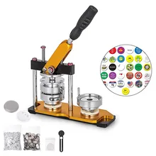Botão fabricante emblema máquina com 100 conjuntos círculo botão peças girar botão emblema perfurador máquina de imprensa para diy emblemas todo o tamanho