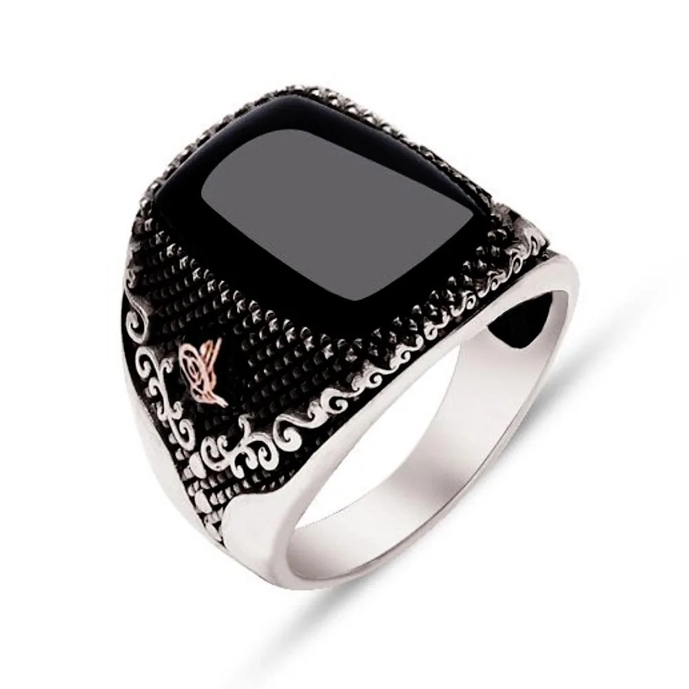 30 Styles Vintage Handmade Turkish Signet Ring For Men Women Ancient Silver Color Black Onyx Stone Punk Rings Religious Jewelry