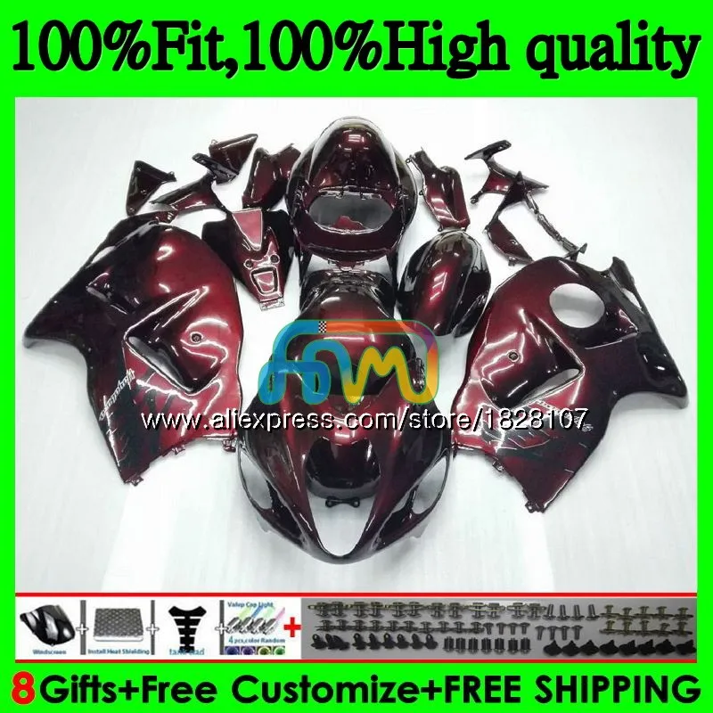 Инъекции для SUZUKI Hayabusa GSXR 1300 GSXR1300 08 13, 14, 15, 16 лет 57BS. 160 GSX-R1300 2008 2013 винно-красного цвета, Лидер продаж обтекатель