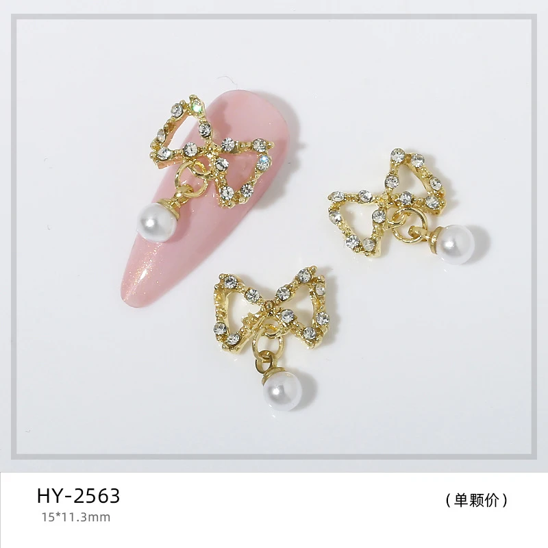 

5PCS nail art diamond gems tassels style butterfly moon heart bow design gold alloy zircon diamond nail rhinestones RS009