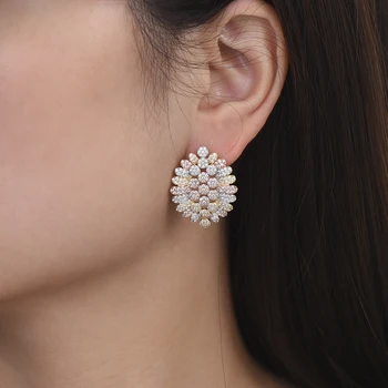 

LARRAURI 2019 New Trendy Full Cubic Zirconia Stud Earrings For Women Fashion Jewelry Earrings with stones Korean Accessories