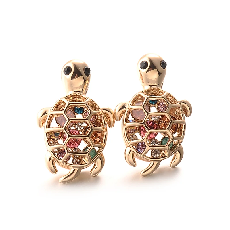 

Fashion Turtle Earrings Gold Color Animal Earrings Colorful Crystal Stud Earrings Women Rhinestone Earrings Jewelry Gift