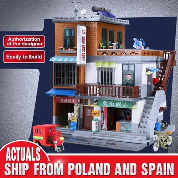 

Chinese MOC City Building hostel Toys Series The Urban Village Set Building Blocks Bricks Toys Model compatible lepining Gifts